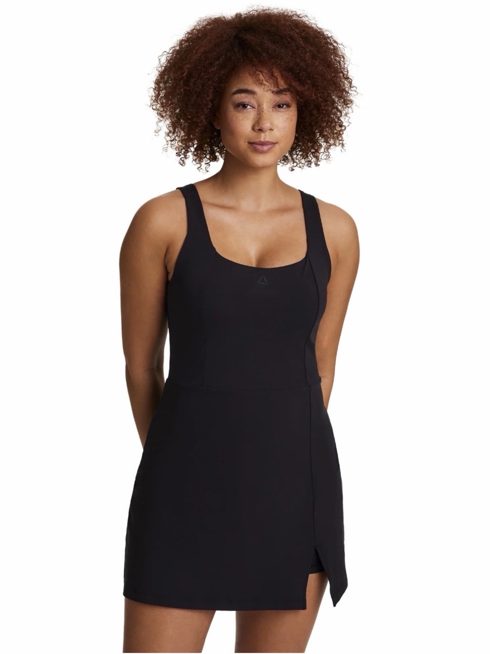 Reebok Black Athletic Tank Dress with Subtle Logo Strip